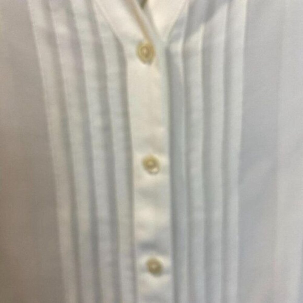 Forever 21 Sheer Women Button Down Pleated‎ Long Sleeve Blouse Roll Up Cuff - Picture 3 of 5